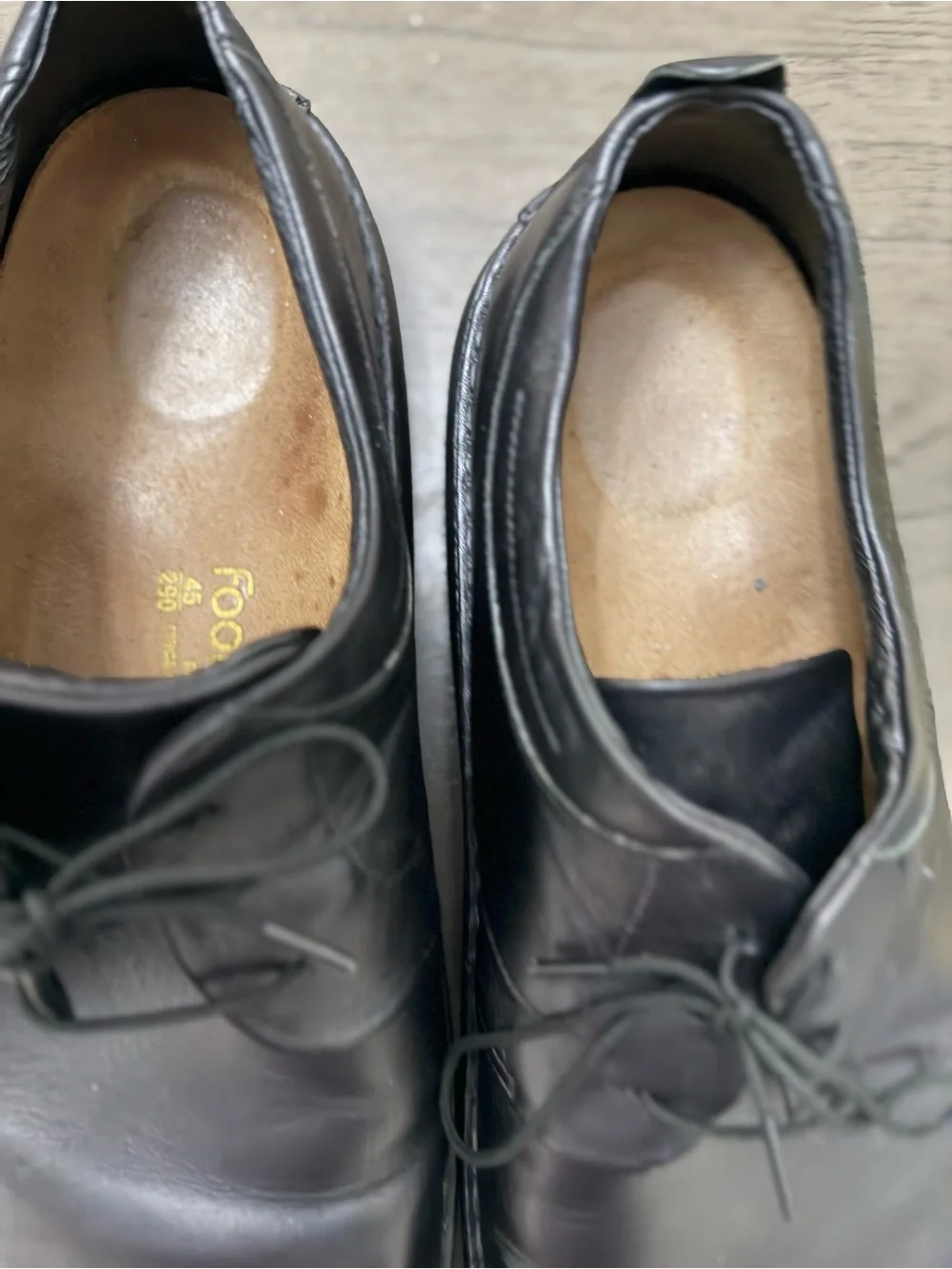 Footprints by Birkenstock mens black leather slip on shoes size EU 45. US 12.